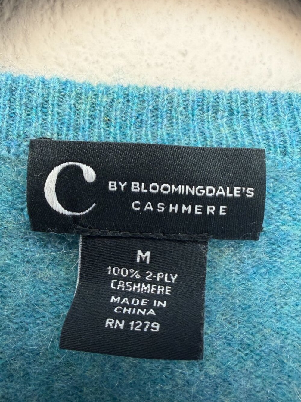 C by Bloomingdales Cashmere Sweater in Marled Teal Size M - Picture 4 of 5